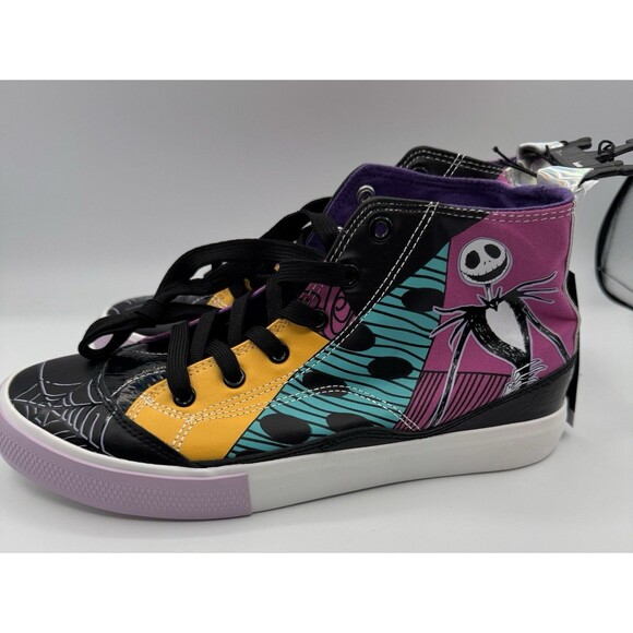 NEW Disney Nightmare Before Christmas Womens 9.5 Jack & Sally High Top Sneakers - Picture 2 of 10